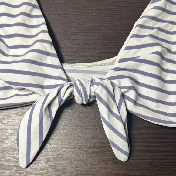 EUC COCOSHIP Grey and White Striped Top w/ Front-Tie Closure ๐ - Picture 7 of 7
